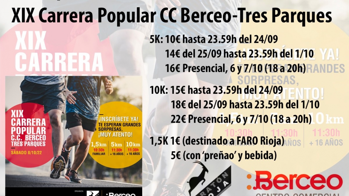 Plazos para inscribirse en la XIX Carrera Popular C.C.Berceo-Tres Parques.