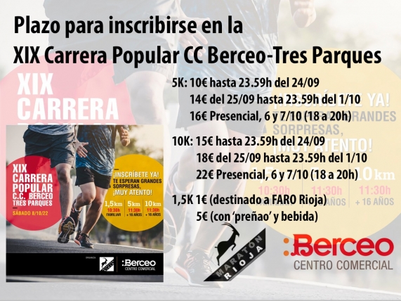 Plazos para inscribirse en la XIX Carrera Popular C.C.Berceo-Tres Parques.